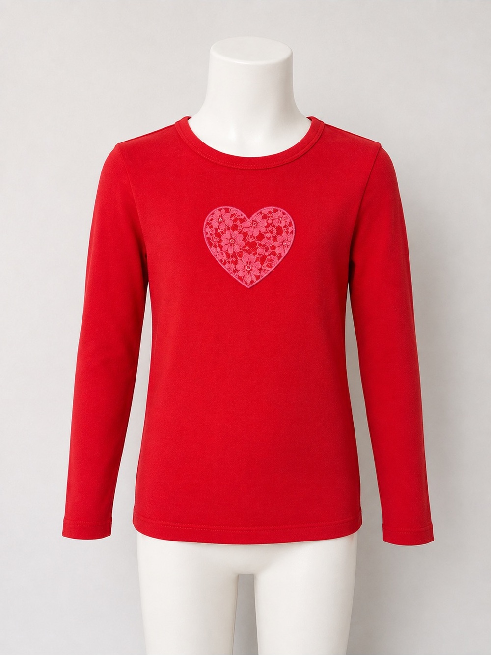 Gap Girl’s Red Long-Sleeve Heart Graphic Top